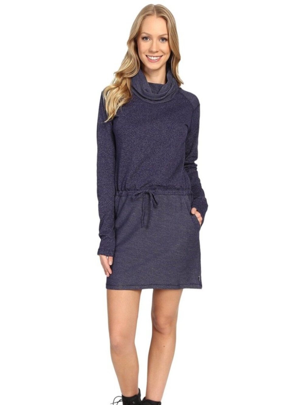 Mountain Hardwear Shadow Knit Long Sleeve Dress Black Gray XS Hand warmer pocket